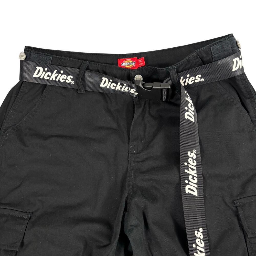 Dickies Black Cargo Pants Joggers Womens Size 9/29 Logo Belt Utility Streetwear - Picture 7 of 12